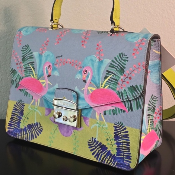 Furla - RARE* Metropolis Flamingo Convertible Satchel NWT - Picture 2 of 13